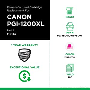 Clover imaging group Clover CIG Imaging Replacement High Yield Ink Cartridge Replacement for Canon PGI-1200XL, Magenta, 3.25 x 2 x 4.25 (118113)