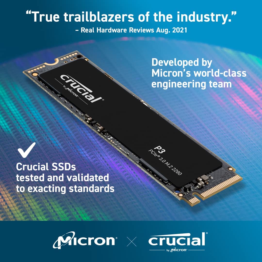 Crucial P3 2TB PCIe 3.0 3D NAND NVMe M.2 SSD, up to 3500MB/s - CT2000P3SSD8 2TB P3