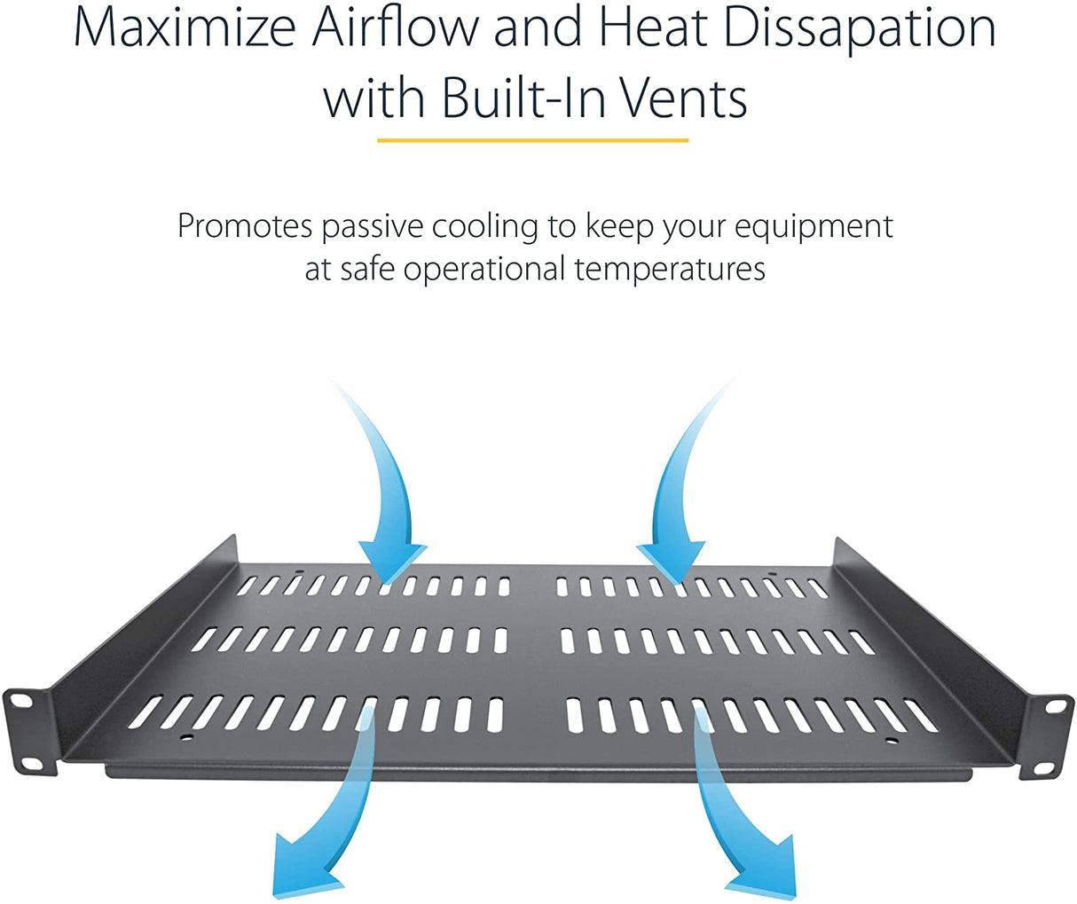 Middle atlantic 1U Server Rack Shelf - Universal Vented Rack Mount Cantilever Tray for 19" Network Equipment Rack & Cabinet - Heavy Duty Steel – Weight Capacity 44lb/20kg - 12" Deep Shelf, Black (SHELF-1U-12-FIXED-V) 1U 12" Depth