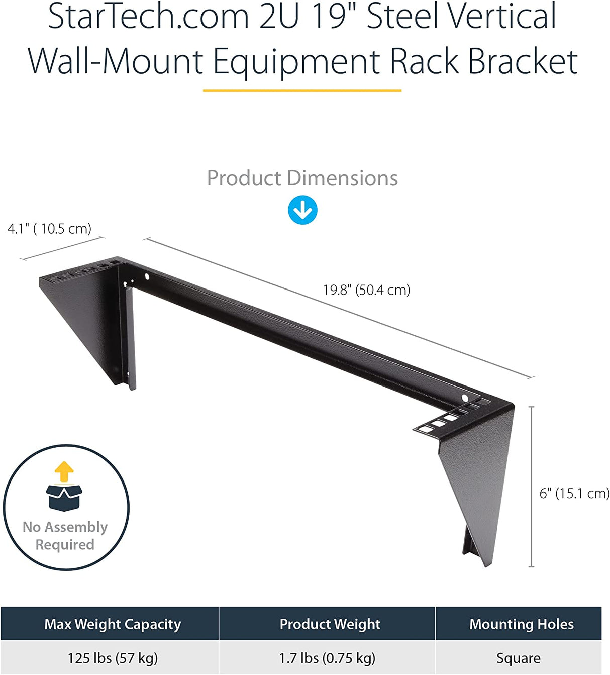StarTech.com 2U Vertical Wall Mount Patch Panel Bracket - Steel Rack Mount Bracket w/Hardware for 19" Network, Server and Data Equipment (RK219WALLV) 2U Bracket