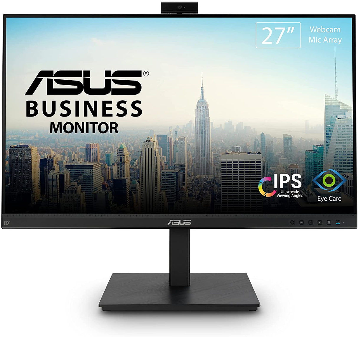 ASUS 27” 1080P Video Conference Monitor (BE279QSK) - Full HD, IPS, Built-in Adjustable 2MP Webcam, Mic Array, Speakers, Eye Care, Wall Mountable, Frameless, HDMI, DisplayPort, VGA, Height Adjustable 27" IPS w/Webcam & DisplayPort