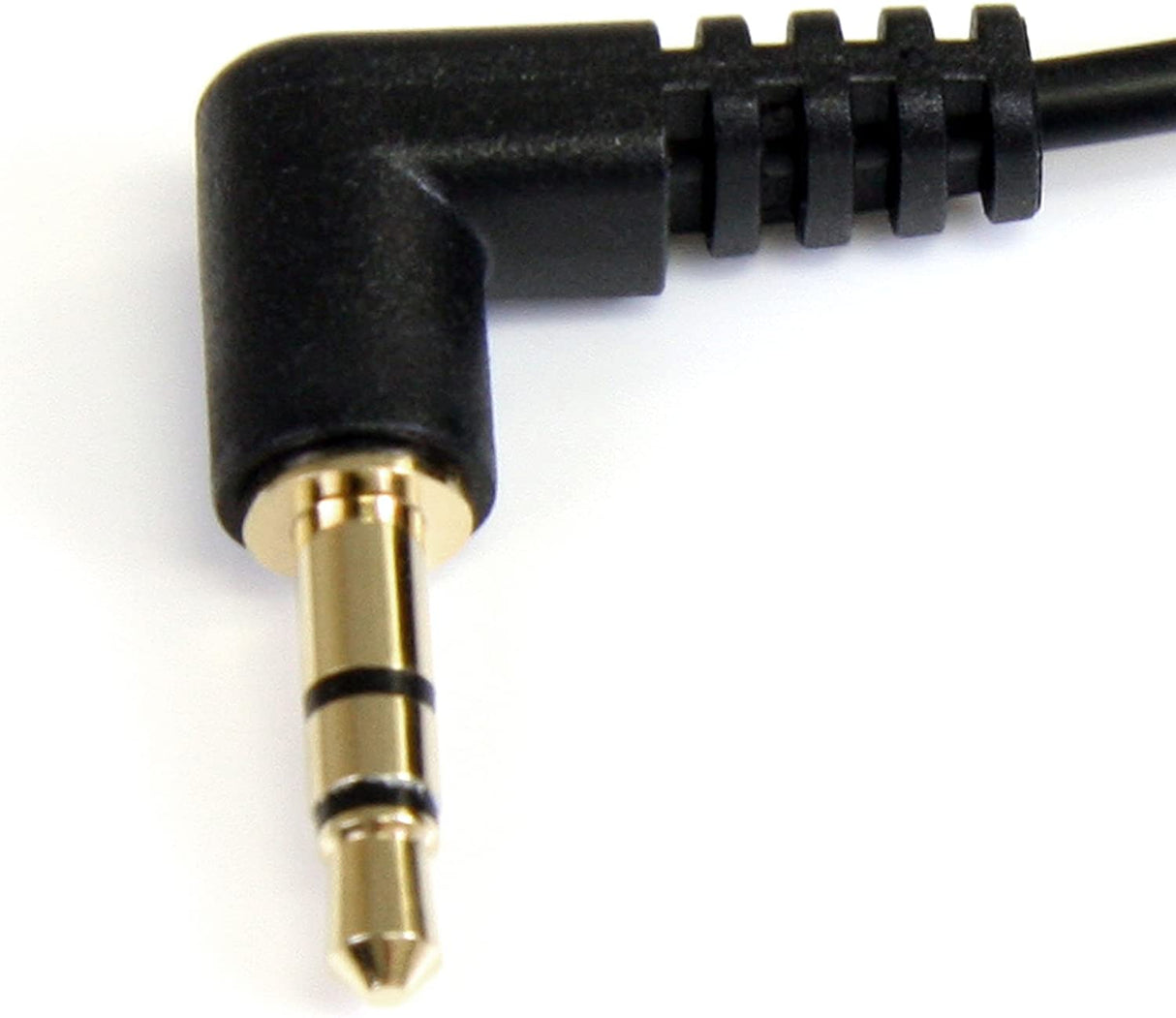 StarTech.com 6 ft. (1.8 m) Right Angle 3.5 mm Audio Cable - 3.5mm Slim Audio Cable - Right Angle - Male/Male - Aux Cable (MU6MMS2RA), Black 6 ft 2 Angled Connector Audio Cable