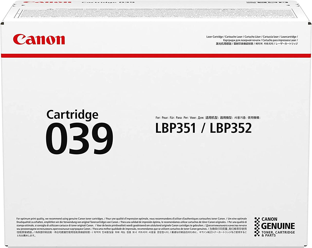 Canon Genuine Toner, Cartridge 039 Black (0287C001), 1 Pack, for Canon imageCLASS LBP352dn, LBP351dn Laser Printers