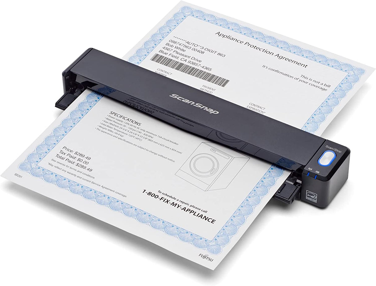 Fujitsu ScanSnap iX100 Wireless Mobile Portable Scanner for Mac or PC, Black