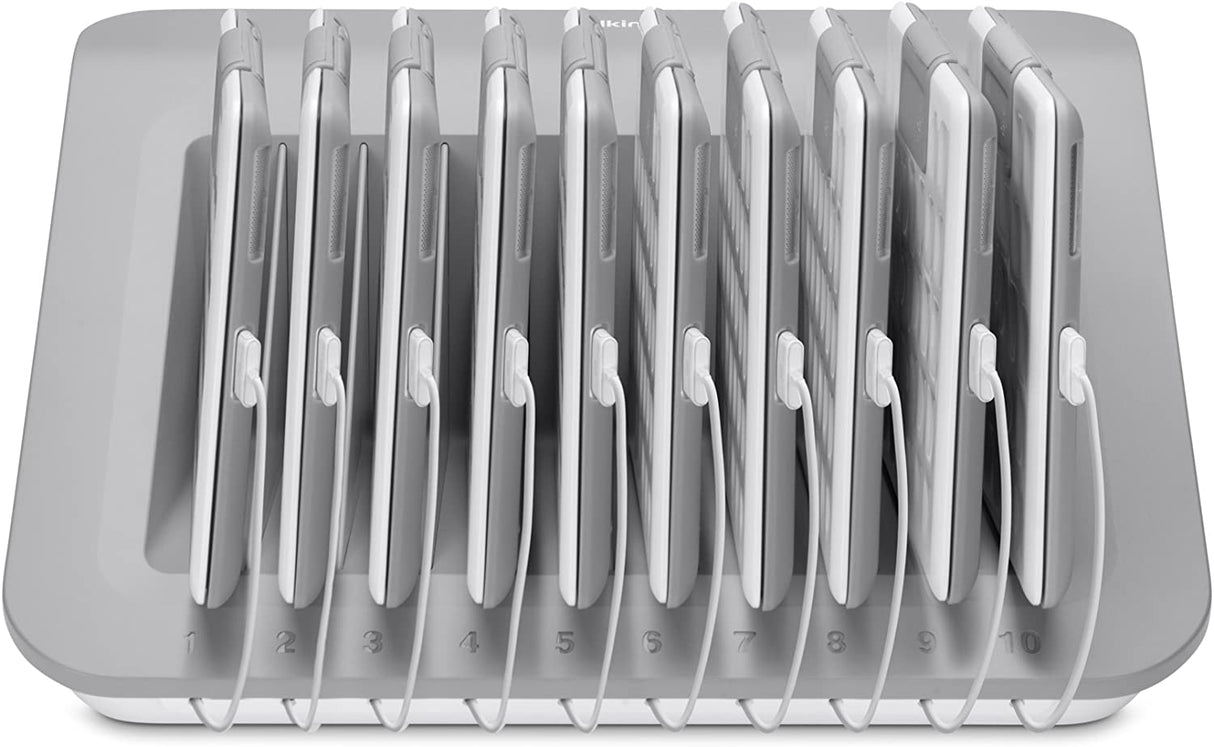 Belkin Store and Charge (AC Classroom Charging Station for Laptops, Tablets) & 10-Outlet Metal Power Strip Surge Protector, 15ft Cord AC Charge Charging Station + Charger