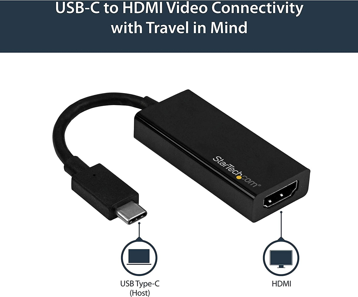 StarTech.com USB C to HDMI Adapter - 4K 60Hz - Thunderbolt 3 Compatible - USB-C Adapter - USB Type C to HDMI Dongle Converter (CDP2HD4K60) Black 4K 60Hz