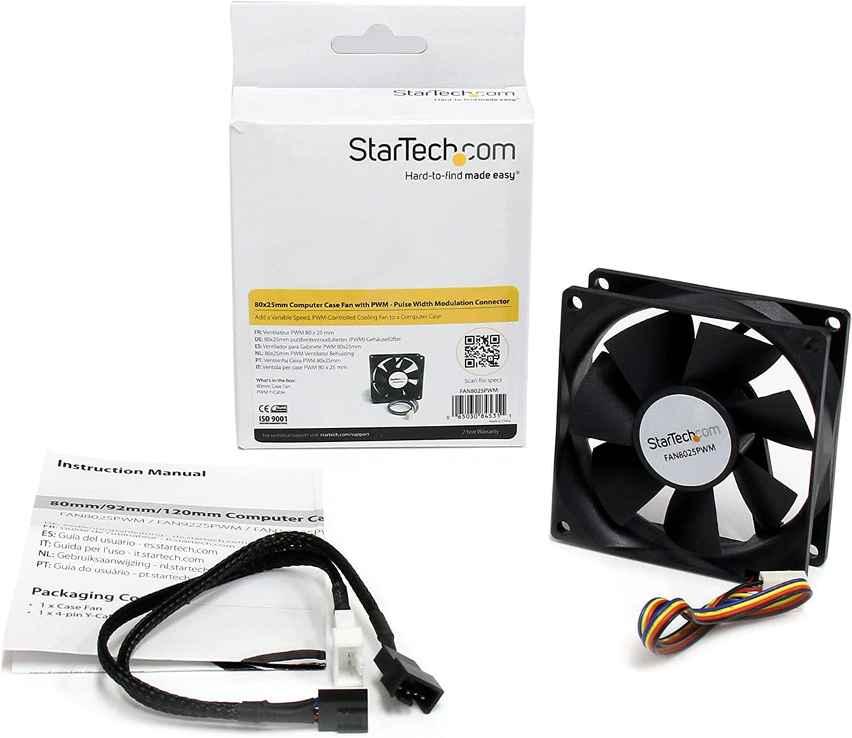 StarTech.com 80x25mm Computer Case Fan with PWM - Pulse Width Modulation Connector - computer cooling Fan - 80mm Fan - pwm Fan (FAN8025PWM) Black 80x25mm PWM