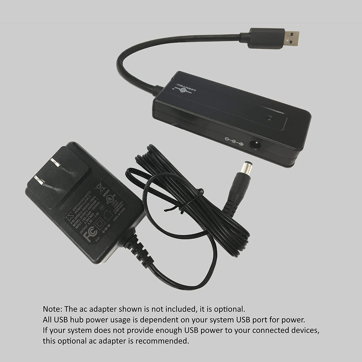 Vantec 4-Port USB 3.0 Bus-Powered Travel Hub (UGT-MH400U3),Black