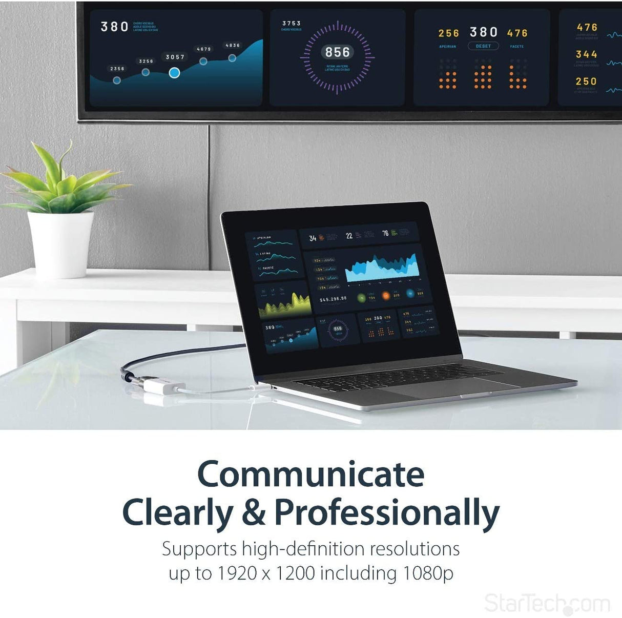 StarTech.com USB-C to VGA Adapter - White - 1080p - Video Converter For Your MacBook Pro / Projector / VGA Display (CDP2VGAW) White 1080p