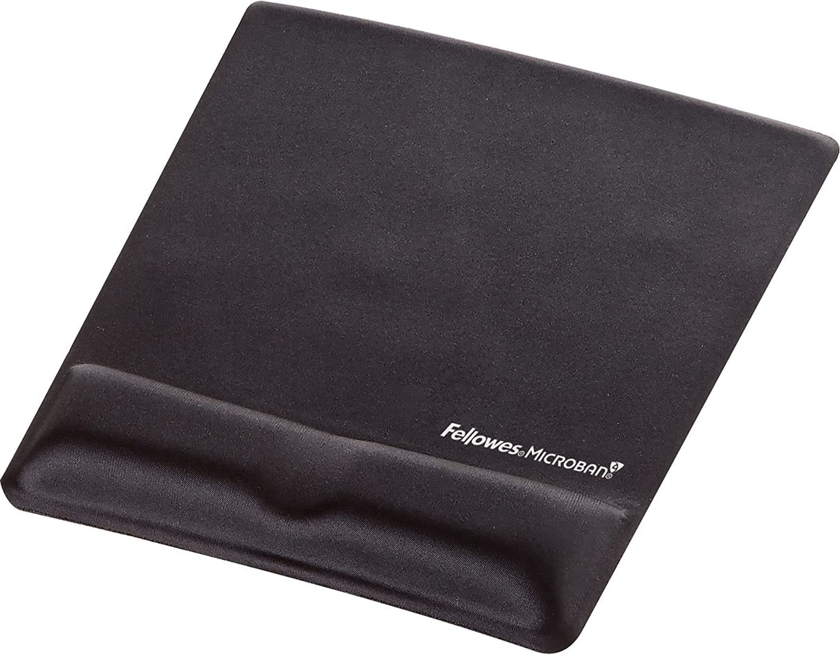 Fellowes Mouse Pad/Wrist Support with Mircoban Protection, Black (9181201) Black Single