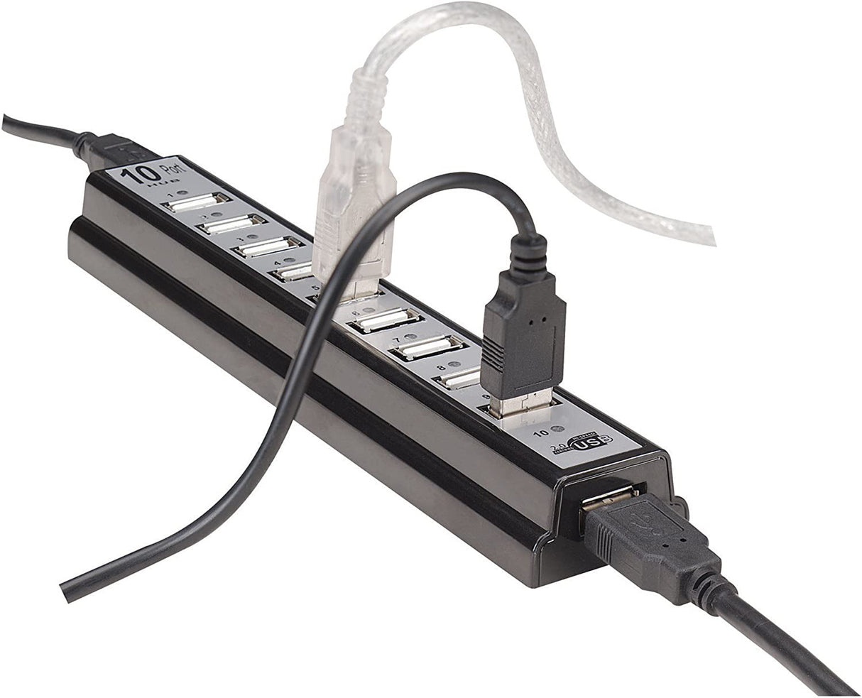 Manhattan Hi-Speed USB Desktop Hub with 10 Ports, Bus Power and 1.5/12/480 Mbps (161572)