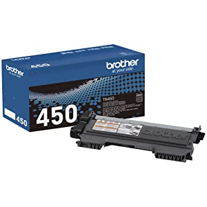 Brother Genuine High Yield Toner Cartridge, TN450, Replacement Black Toner, Page Yield Up To 2,600 Pages