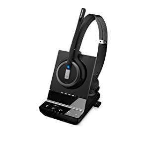 Epos Sennheiser SDW 5066 (507024) - Double-Sided (Binaural) Wireless Dect Headset for Desk Phone Softphone/PC & Mobile Phone Connection Dual Microphone Ultra Noise Cancelling, Black
