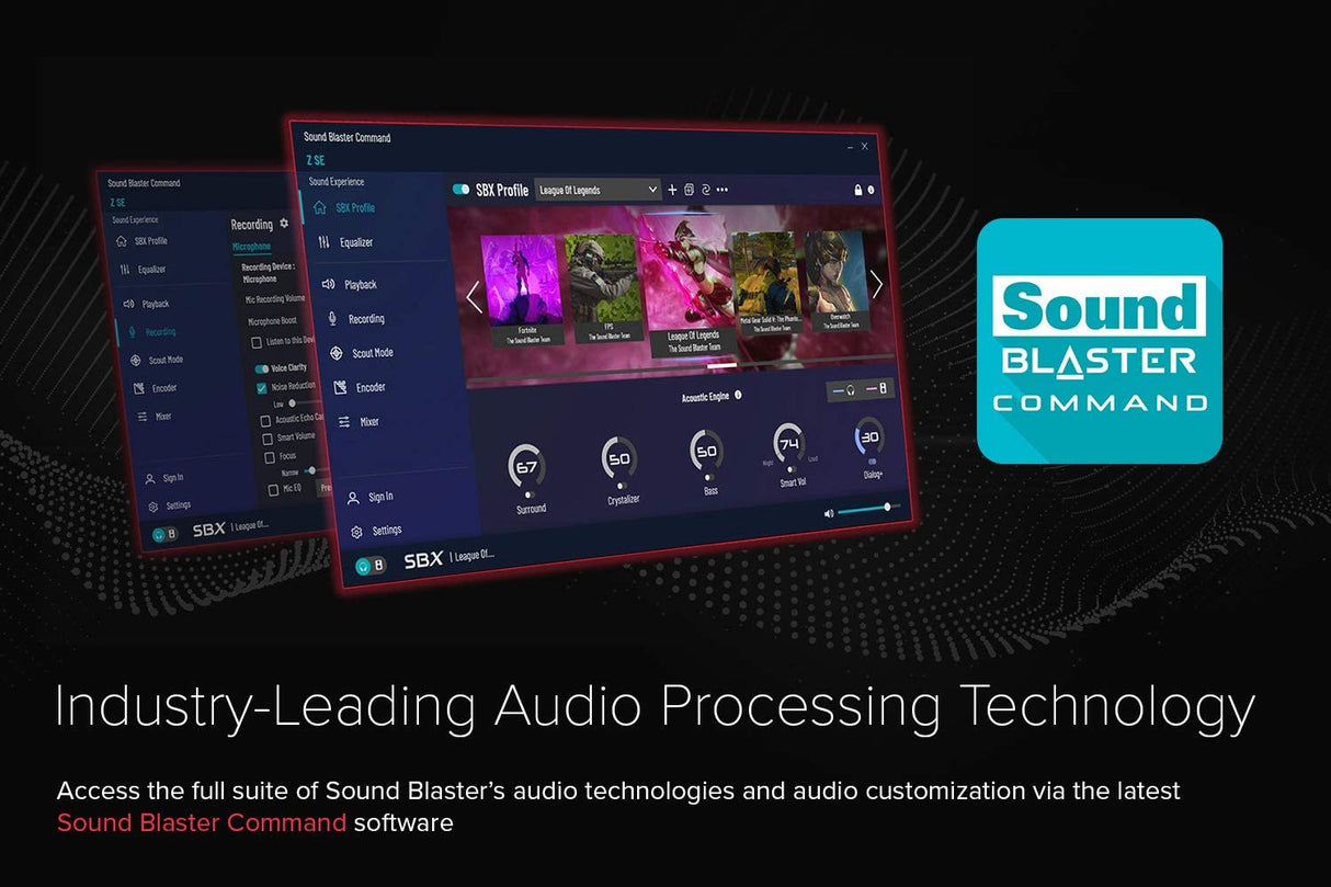 Creative Sound Blaster Z SE Internal PCI-e Gaming Sound Card and DAC, 24-bit / 192 kHz, 116 dB SNR, ASIO, 600O Headphones Amp, Mic EQ, Discrete 5.1 / Virtual 7.1, Supports Dolby Digital Live, DTS With 11 Mic EQ Presets via Software