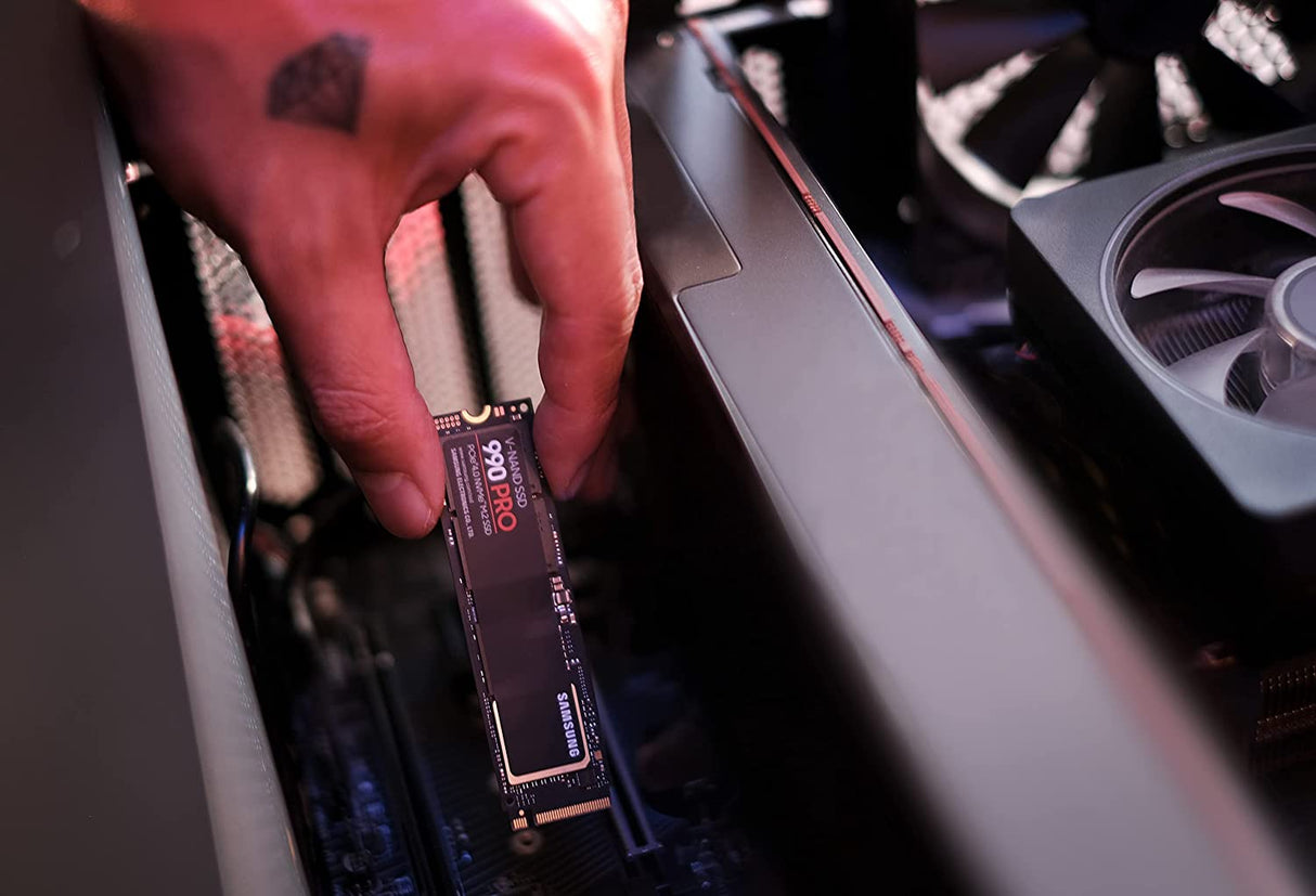 SAMSUNG 990 PRO SSD 1TB PCIe 4.0 M.2 Internal Solid State Hard Drive, Fastest Speed for Gaming, Heat Control, Direct Storage and Memory Expansion for Video Editing, Heavy Graphics, MZ-V9P1T0B/AM