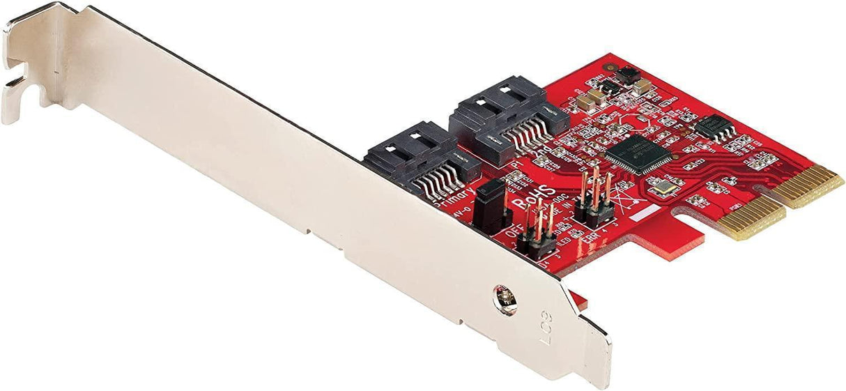 StarTech.com SATA PCIe Card - 2 Port PCIe SATA Expansion Card - 6Gbps - Full/Low Profile - PCI Express to SATA Adapter/Controller - ASM1062R SATA RAID - PCIe to SATA Converter (2P6GR-PCIE-SATA-CARD) 2 Port RAID