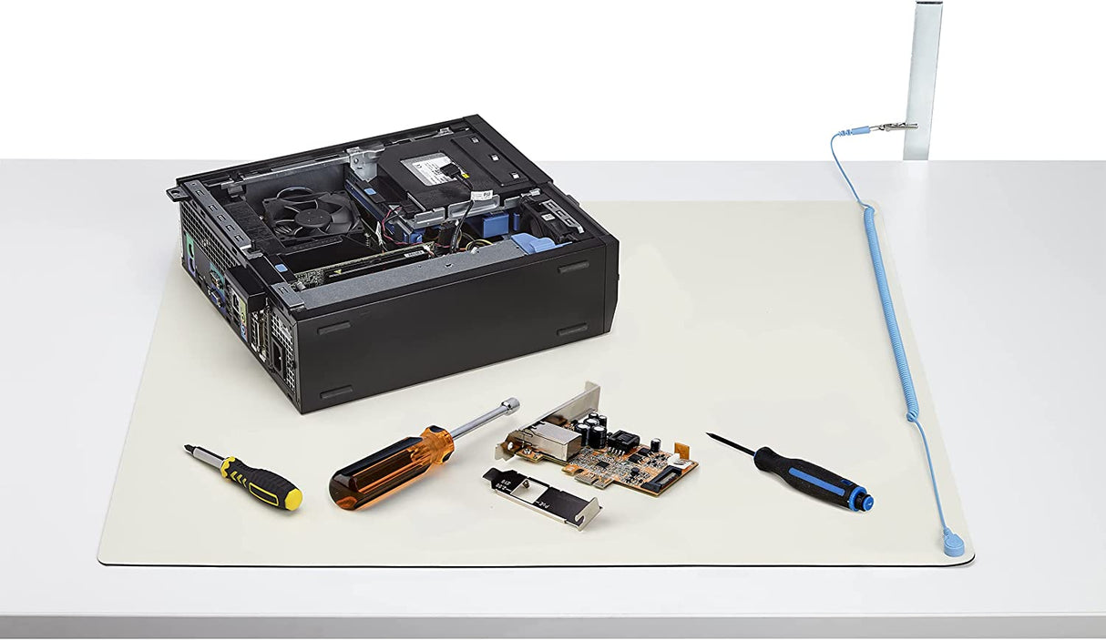 StarTech.com Anti Static Mat, ESD Mat for Electronics Repair, Anti Static Table/Desk Mat w/Detachable Grounding Wire, ANSI/ESD S 4.1, Flexible Thermoplastic Work Pad, 11x18in (SM-Anti-Static-MAT)