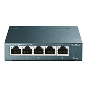 TP-Link TL-SG105 5 Port Gigabit Unmanaged Ethernet Network Switch, Ethernet Splitter, Plug and Play, Fanless Metal Design, Shielded Ports, Traffic Optimization, Limited Lifetime Protection