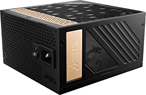 Msi MEG Ai1300P PCIE 5 & ATX 3.0 Gaming Power Supply - Full Modular - 80 Plus Platinum Certified 1000W - 100% Japanese 105°C Capacitors - Compact Size - ATX PSU