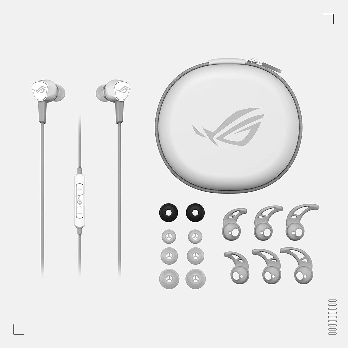 ASUS ROG Cetra II Core Moonlight White in-Ear Gaming Earbuds | Liquid Silicone Rubber Drivers, 90° Cable Connector, Hi-Res Audio, 3.5 mm, for PC, Mac, PS4, PS5, Xbox One, Switch and Mobile Devices