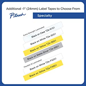 Brother Genuine P-touch TZE-FX251 Tape, 1" (0.94") Wide Flexible-ID Laminated Tape, Black on White, Best Suited for Wire Wrapping and Flagging, Water-Resistant, 0.94" x 26.2' (24mm x 8M), TZEFX251 Black on White 1 Inch