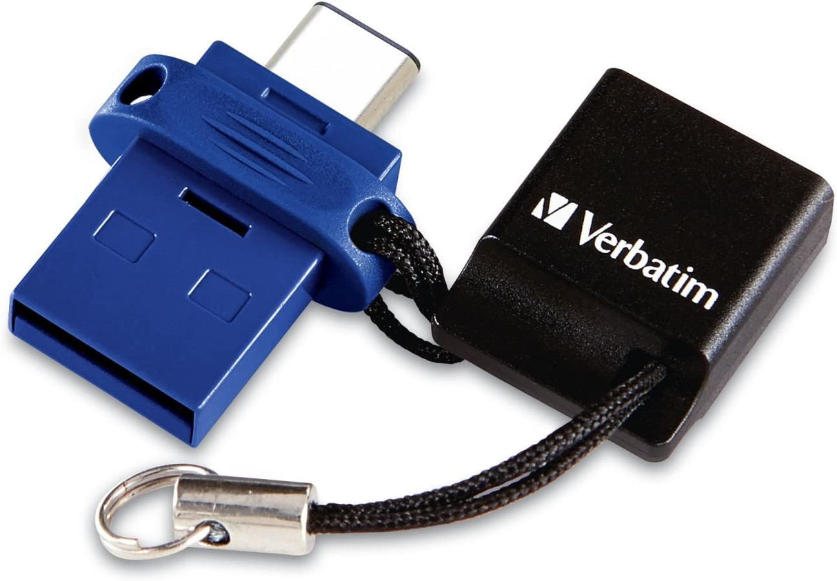 Verbatim Store 'n' Go USB Flash Drive 3.0, Dual USB, USB C and USB A, 16GB, Blue 16 GB