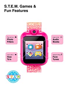 PlayZoom Kids Smartwatch 2 with Headphones Featuring a Swivel Selfie Camera, STEM Learning, 20+ Games, Audio Bedtime Stories, Store Music for Kids Toddlers Boys Girls Multi Glitter with Ears