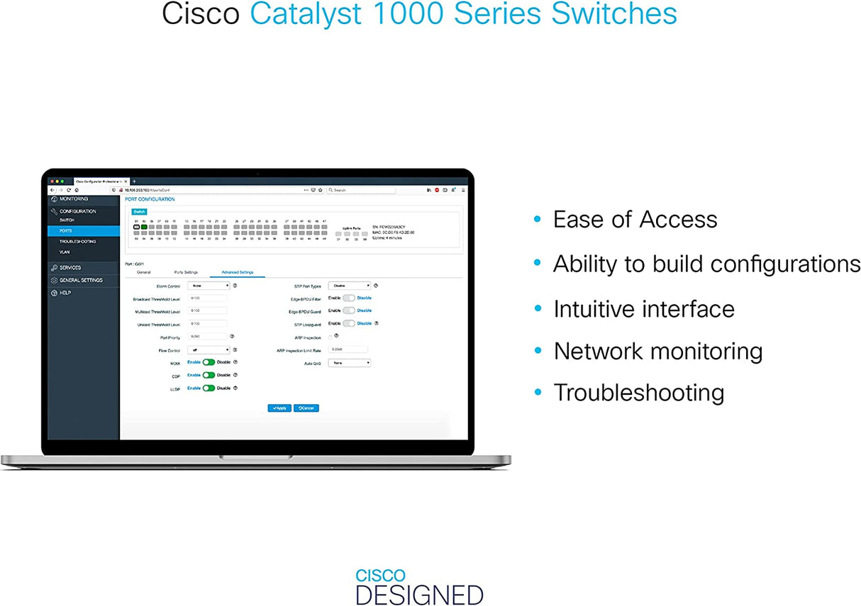 Cisco Catalyst 1000-8FP-2G-L Network Switch, 8 Gigabit Ethernet (GbE) PoE+ Ports, 120W PoE Budget, 2 1G SFP/RJ-45 Combo Ports, Fanless Operation, Enhanced Limited (C1000-8FP-2G-L)