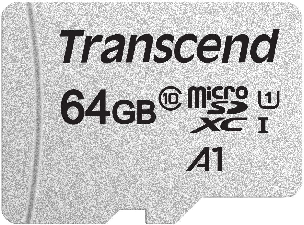 Transcend 64GB microSDXC UHS-I Class 10 U1 Memory Card with Adapter (TS64GUSD300S-A) MICRO SD CARD WITH ADAPTER 64GB