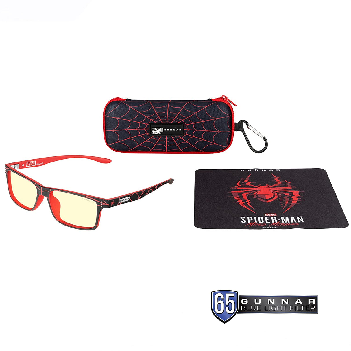 Gunnar optiks GUNNAR - Spider-Man: Miles Morales Edition Gaming and Computer Glasses for Kids (age 12+) - Blocks 65% Blue Light - Cruz, Amber Tint