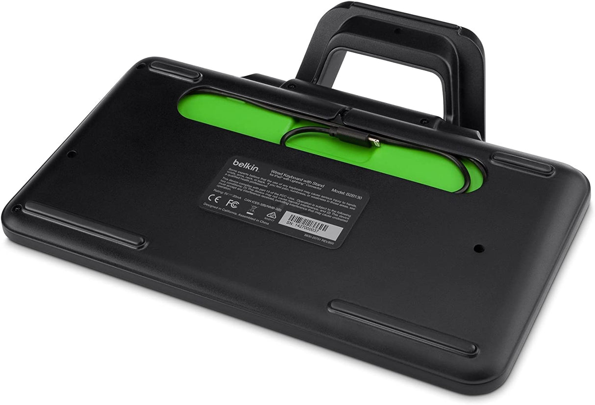 Belkin Apple MFi Certified Wired Tablet Keyboard with Stand and Lightning Connector for iPad Pro, iPad 4th Gen, iPad Air (All Versions), iPad Mini (All Versions), Designed for School and Classroom Wired Lightning with Stand