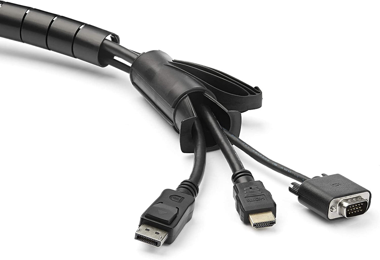 StarTech.com 2.5m (8.2ft) Cable Management Sleeve - 1.8" Diameter - Expandable Coiled Cord Organizer w/Cable Loading Tool (CMSCOILED4)