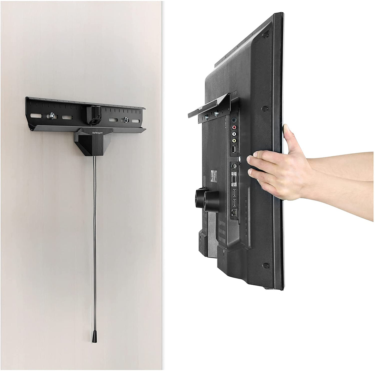 StarTech.com No-Stud TV Wall Mount - Low Profile Heavy Duty VESA TV Wall Mount for up to 80 inch Display (110lb/50kg) - Universal Television Wall Mount - Studless Tilting Flat Screen Mount (FPWHANGER)