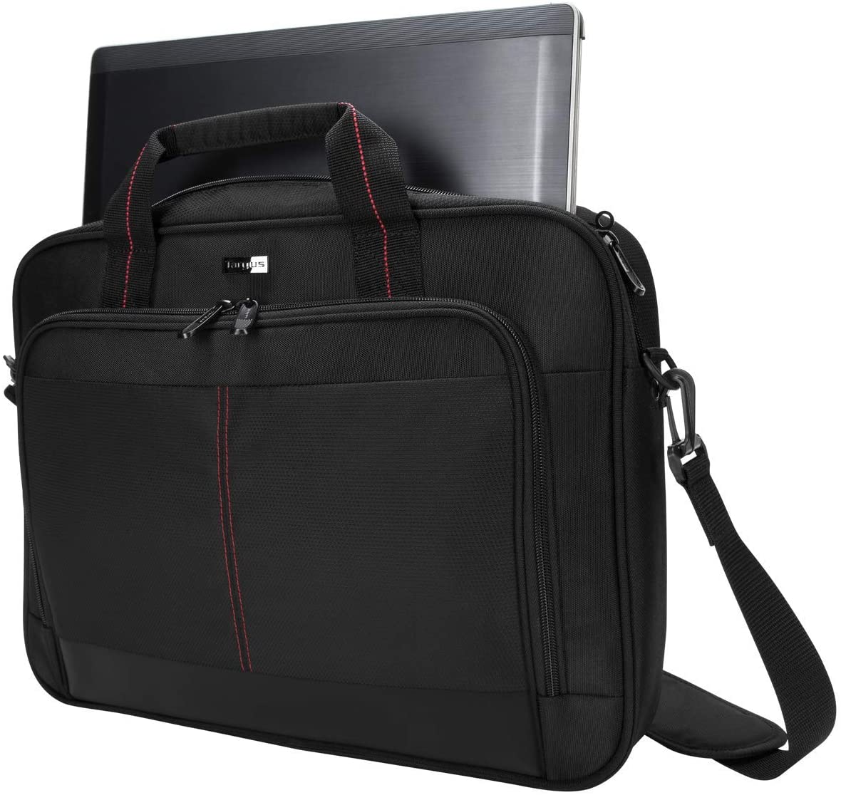 Targus Laptop Bag — Black 15.6" Classic Slim Briefcase Messenger Bag, Spacious, Ergonomic, Foam Padded Laptop Case for Devices Up To 16" (TCT027US) Shoulder Bag 16 inch