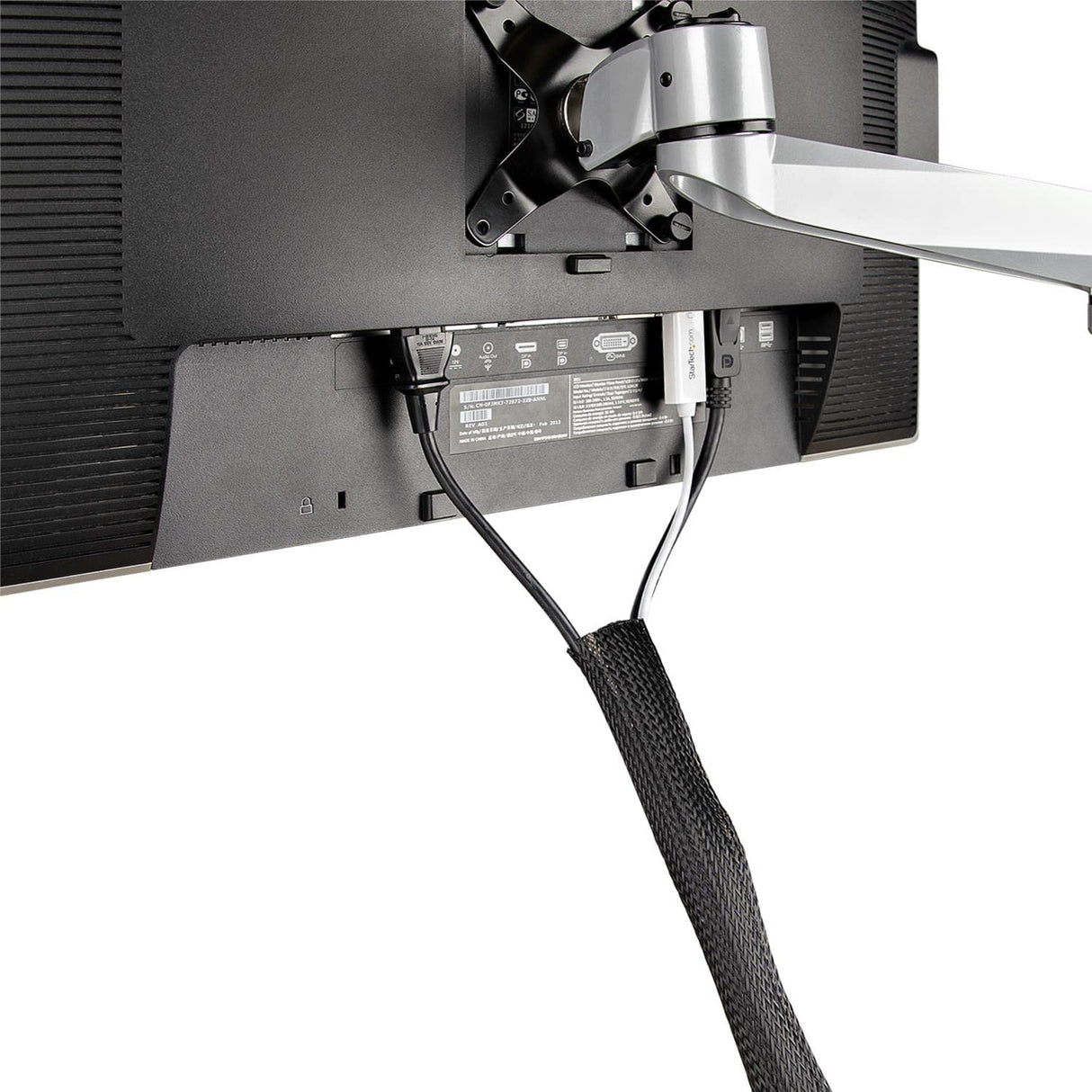 StarTech.com 10ft (3m) Cable Management Sleeve, Trimmable Heavy Duty Cable Wrap, 1.2" (3cm) Dia. Polyester Mesh Computer Cable Manager/Protector/Concealer, Black Cord Organizer/Hider (WKSTNCMFLX)