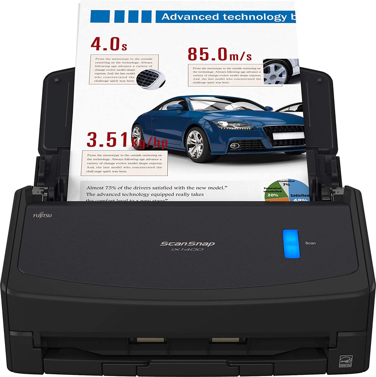 Fujitsu ScanSnap iX1400 Simple One-Touch Button Document Scanner for Mac or PC, Black ScanSnap iX1400 Black