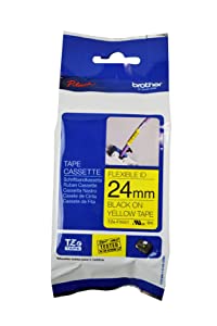 Brother Genuine P-touch TZE-FX651 Tape, 1" (0.94") Wide Flexible-ID Laminated Tape, Black on White, Best Suited for Wire Wrapping and Flagging, Water-Resistant, 0.94" x 26.2' (24mm x 8M), TZE-FX651 Black on Yellow 1 Inch