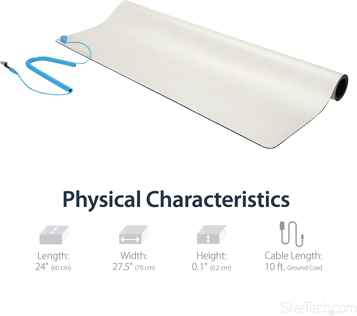 StarTech.com Anti-Static Mat - 25” x 27.5” Electrical Grounding Desk Pad - For Home or Work - Beige (M3013) 24" x 27.5"