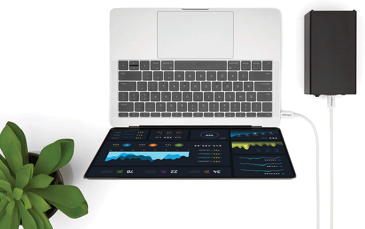 StarTech.com 20Gbps Thunderbolt 3 Cable - 3.3ft/1m - White - 4k 60Hz - Certified TB3 USB-C to USB-C Charger Cord w/ 100W Power Delivery (TBLT3MM1MW),20Gbps - White 3ft 20Gbps | White