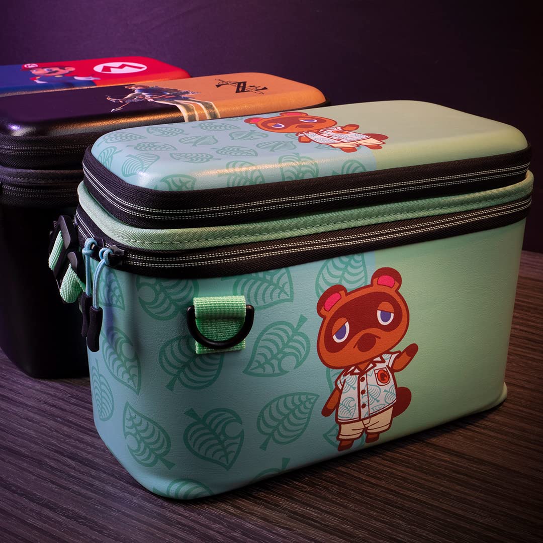 PDP Gaming Officially Licensed Switch Pull-N-Go Travel Case - Animal Crossing - Semi-Hardshell Protection - Protective PU Leather - Holds 14 Games - Works with Switch OLED & Lite - Perfect for Kids Animal Crossing Tom Nook