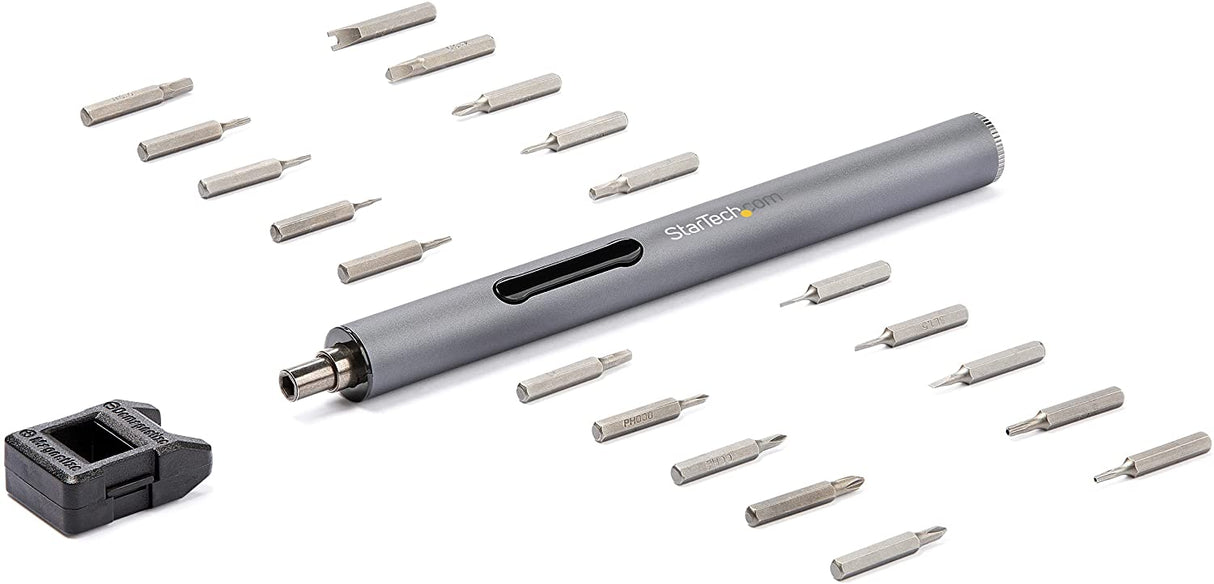 StarTech.com 20-Bit Electric Precision Screwdriver Set - Portable/Mini Battery Powered Bit Driver Kit for Electronic, Laptop, Computer, Tablet & Phone Repairs - Magnetic - Cordless (CTK20PCEDRIVE)