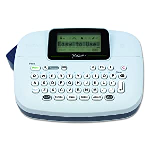 Brother P-Touch, PTM95, Monochrome, Handy Label Maker, 9 Type Styles, 8 Deco Mode Patterns, Navy Blue, Blue Gray Labeler