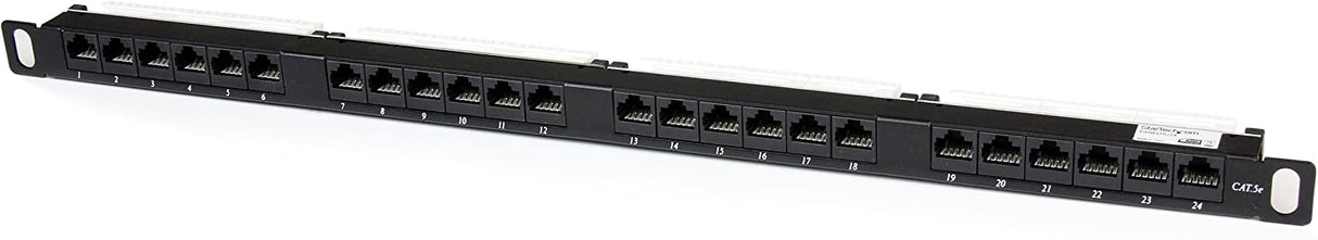 Lethal threat StarTech.com 24 Port 0.5U Cat5e Patch Panel - RJ45 Ethernet Rack Mount Cat 5e 110 Patch Panel - Rackmount Network Patch Panel (PANELHU24) 24 Port - 0.5U Cat5e