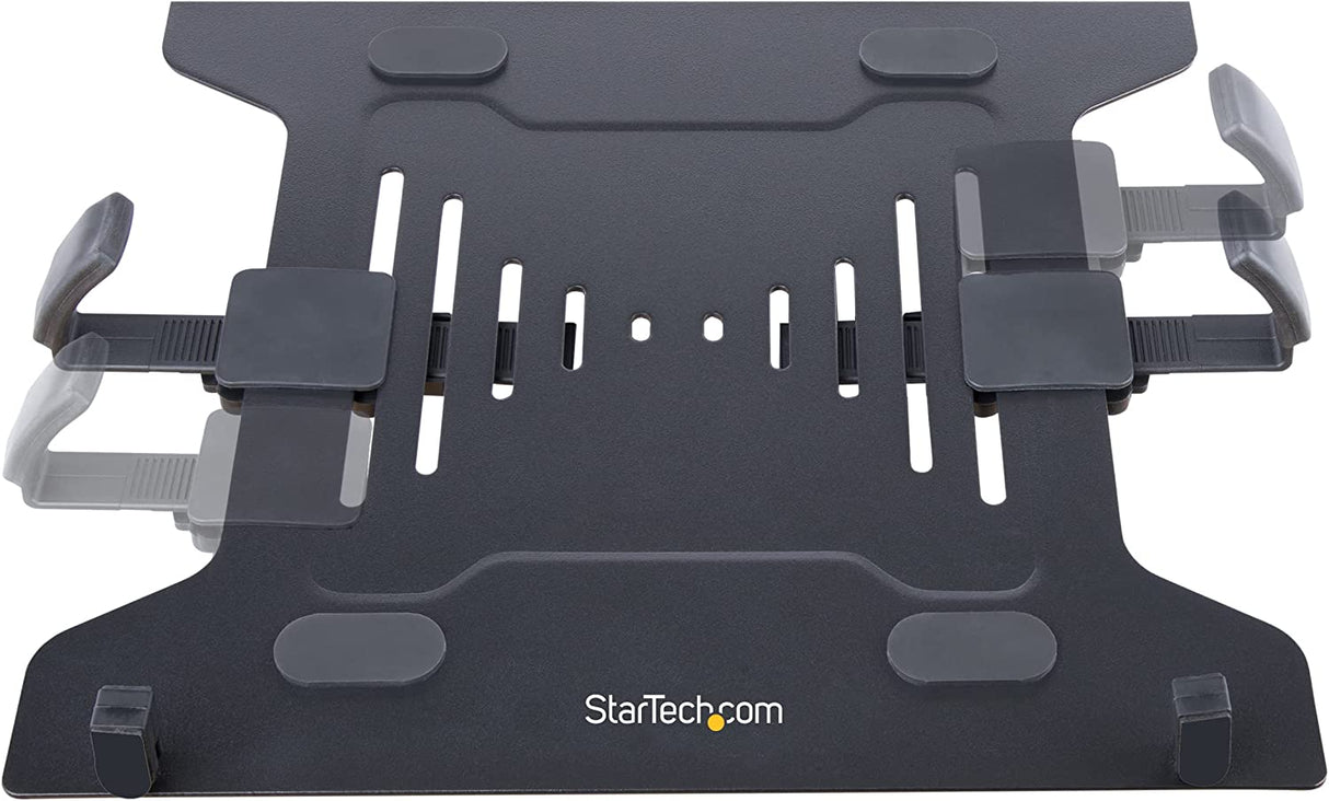StarTech.com Monitor Arm with VESA Laptop Tray, For a Laptop (4.5kg/9.9lb) and a Single Display up to 32" (8kg/17.6lb), Black, Adjustable Laptop Arm Mount, C-clamp/Grommet Mount (A2-LAPTOP-DESK-MOUNT) Black Dual Joint Arm - Monitor & Laptop