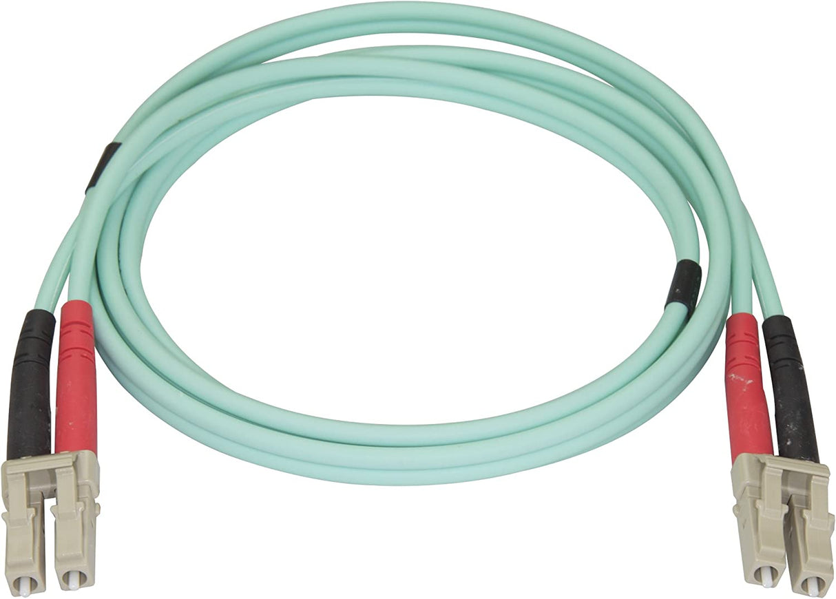 StarTech.com Aqua OM4 Duplex Multimode Fiber – 1m / 3 ft – 100 Gb – 50/125 – OM4 Fiber – LC to LC Fiber Patch Cable (450FBLCLC1)