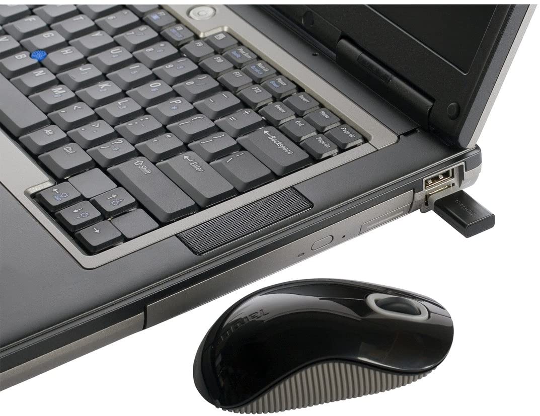 Targus Wireless Mouse with Blue Trace Technology for Tracking, Includes Micro USB Receiver and 2 Batteries, Black and Gray (AMW50US)