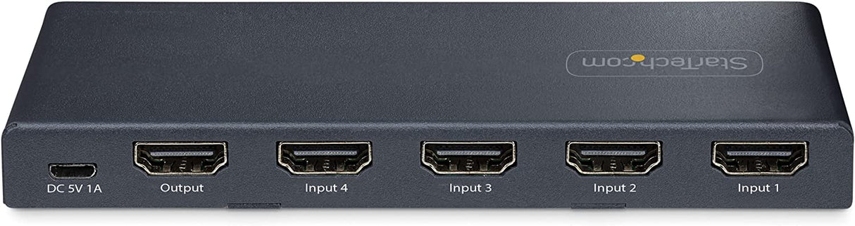 StarTech.com 4-Port 8K HDMI Switch, HDMI 2.1 Switcher 4K 120Hz HDR10+, 8K 60Hz UHD, HDMI Switch 4 in 1 Out, Auto/Manual Source Switching, Power Adapter and Remote Included (4PORT-8K-HDMI-SWITCH) 4 port