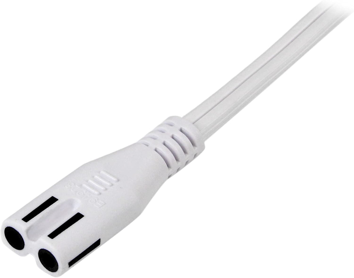 StarTech.com 6 ft White Standard Laptop Power Cord - NEMA 1-15P to C7-2-Slot Laptop/Notebook Charger Cable - Apple TV Power Cable 6ft (PXT101NB6W)
