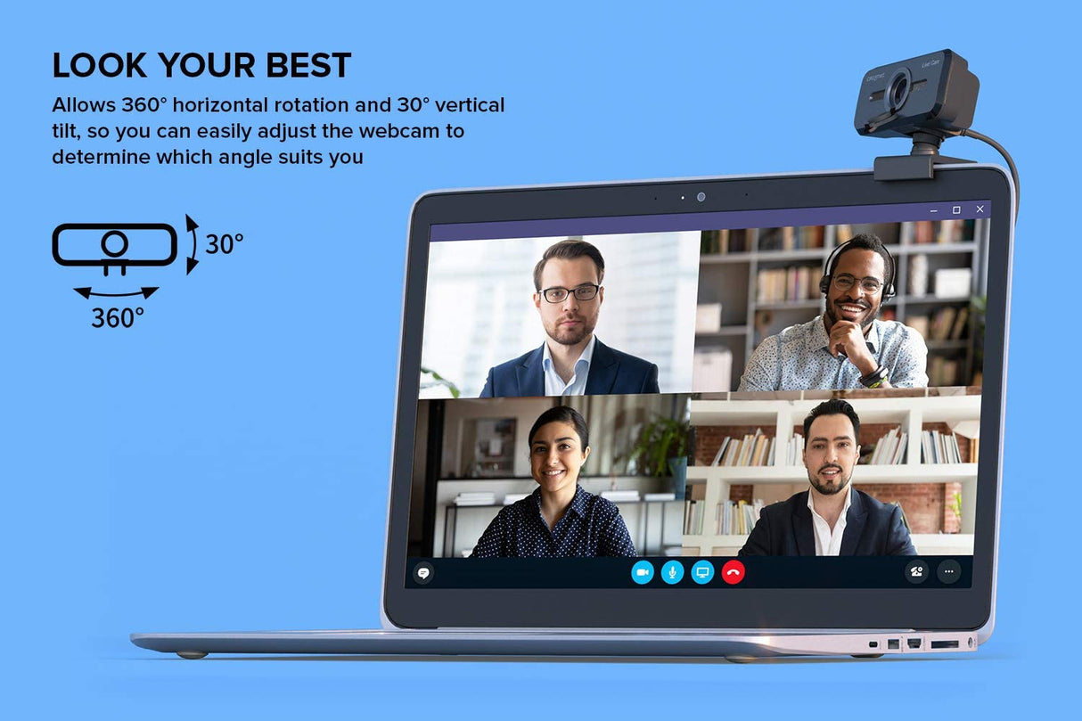 Creative Live! Cam Sync 1080p V2 Full HD Wide-Angle USB Webcam with Auto Mute and Noise Cancellation for Video Calls, Improved Dual Built-in Mic, Privacy Lens Cap, Universal Tripod Mount 1080p with SmartComms Kit