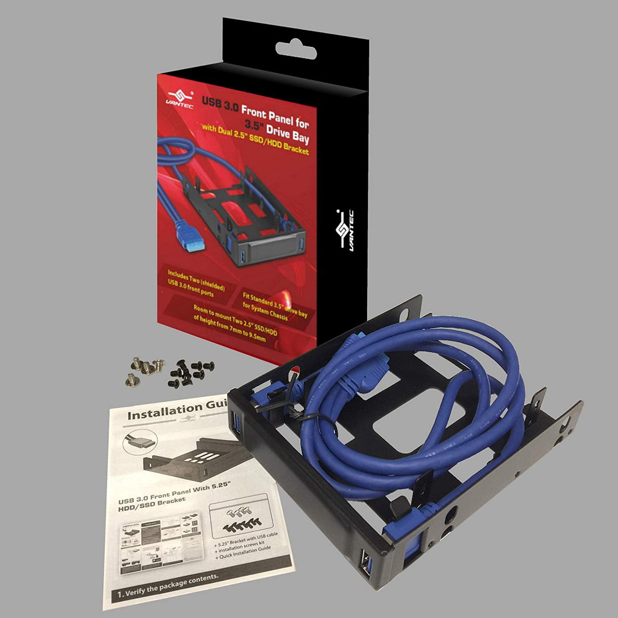 Nexstar USB 3.0 Front Panel for 3.5" Drive Bay with Dual 2.5" SSD/HDD Bracket (HDA-302H)